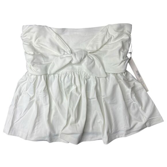 NEW Susana Monaco Strapless Bow Flare Top in Sugar Small - Picture 1 of 8